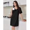 image:imageEkouaer Nightgowns for Women Short Sleeve Sleep Shirt V Neck Night Gown With Pockets Soft Pajamas Dress Casual SleepwearBlack