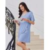 image:imageEkouaer Nightgowns for Women Short Sleeve Sleep Shirt V Neck Night Gown With Pockets Soft Pajamas Dress Casual SleepwearBlue