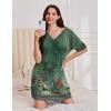 image:imageEkouaer Nightgowns for Women Short Sleeve Sleep Shirt V Neck Night Gown With Pockets Soft Pajamas Dress Casual SleepwearFloral Green