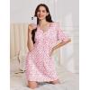 image:imageEkouaer Nightgowns for Women Short Sleeve Sleep Shirt V Neck Night Gown With Pockets Soft Pajamas Dress Casual SleepwearFloral Pink