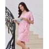 image:imageEkouaer Nightgowns for Women Short Sleeve Sleep Shirt V Neck Night Gown With Pockets Soft Pajamas Dress Casual SleepwearFloral Pink