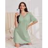 image:imageEkouaer Nightgowns for Women Short Sleeve Sleep Shirt V Neck Night Gown With Pockets Soft Pajamas Dress Casual SleepwearLight Green
