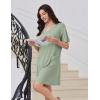 image:imageEkouaer Nightgowns for Women Short Sleeve Sleep Shirt V Neck Night Gown With Pockets Soft Pajamas Dress Casual SleepwearLight Green