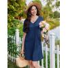 image:imageEkouaer Nightgowns for Women Short Sleeve Sleep Shirt V Neck Night Gown With Pockets Soft Pajamas Dress Casual SleepwearNavy Blue