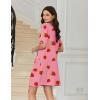 image:imageEkouaer Nightgowns for Women Short Sleeve Sleep Shirt V Neck Night Gown With Pockets Soft Pajamas Dress Casual SleepwearPink Strawberry