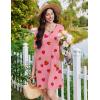 image:imageEkouaer Nightgowns for Women Short Sleeve Sleep Shirt V Neck Night Gown With Pockets Soft Pajamas Dress Casual SleepwearPink Strawberry