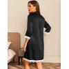 image:imageEkouaer Satin Nightgowns for Women Button Down Sleepshirt 34 Sleeve Nightshirts Boyfriend SleepwearBlack