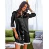 image:imageEkouaer Satin Nightgowns for Women Button Down Sleepshirt 34 Sleeve Nightshirts Boyfriend SleepwearBlack