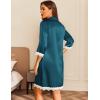 image:imageEkouaer Satin Nightgowns for Women Button Down Sleepshirt 34 Sleeve Nightshirts Boyfriend SleepwearDark Blue