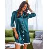 image:imageEkouaer Satin Nightgowns for Women Button Down Sleepshirt 34 Sleeve Nightshirts Boyfriend SleepwearDark Blue