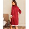 image:imageEkouaer Satin Nightgowns for Women Button Down Sleepshirt 34 Sleeve Nightshirts Boyfriend SleepwearRed