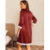 image:imageEkouaer Satin Nightgowns for Women Button Down Sleepshirt 34 Sleeve Nightshirts Boyfriend SleepwearWine Red