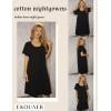image:imageEkouaer Womens Cotton Nightgown Ladies Short Sleeve Sleepshirt V Neck Button Down Night Gowns Casual House DressBlack