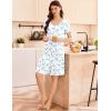 image:imageEkouaer Womens Cotton Nightgown Ladies Short Sleeve Sleepshirt V Neck Button Down Night Gowns Casual House DressBlue Floral