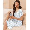 image:imageEkouaer Womens Cotton Nightgown Ladies Short Sleeve Sleepshirt V Neck Button Down Night Gowns Casual House DressBlue Floral