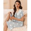 image:imageEkouaer Womens Cotton Nightgown Ladies Short Sleeve Sleepshirt V Neck Button Down Night Gowns Casual House DressGrey Star