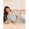 image:imageEkouaer Womens Cotton Nightgown Ladies Short Sleeve Sleepshirt V Neck Button Down Night Gowns Casual House DressGrey Star