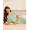 image:imageEkouaer Womens Cotton Nightgown Ladies Short Sleeve Sleepshirt V Neck Button Down Night Gowns Casual House DressLight Green