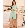 image:imageEkouaer Womens Cotton Nightgown Ladies Short Sleeve Sleepshirt V Neck Button Down Night Gowns Casual House DressLight Green