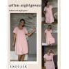 image:imageEkouaer Womens Cotton Nightgown Ladies Short Sleeve Sleepshirt V Neck Button Down Night Gowns Casual House DressPink