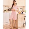 image:imageEkouaer Womens Cotton Nightgown Ladies Short Sleeve Sleepshirt V Neck Button Down Night Gowns Casual House DressPink