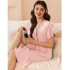 image:imageEkouaer Womens Cotton Nightgown Ladies Short Sleeve Sleepshirt V Neck Button Down Night Gowns Casual House DressPink