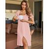 image:imageEkouaer Womens Cotton Nightgown Ladies Short Sleeve Sleepshirt V Neck Button Down Night Gowns Casual House DressPink