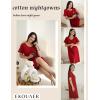 image:imageEkouaer Womens Cotton Nightgown Ladies Short Sleeve Sleepshirt V Neck Button Down Night Gowns Casual House DressWine Red