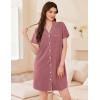 image:imageEkouaer Womens Cotton Nightgowns Button Down Sleep Shirts Soft Night Shirts Night DressDark Pink
