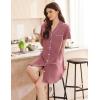 image:imageEkouaer Womens Cotton Nightgowns Button Down Sleep Shirts Soft Night Shirts Night DressDark Pink