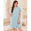 image:imageEkouaer Womens Cotton Nightgowns Button Down Sleep Shirts Soft Night Shirts Night DressLight Blue