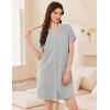 image:imageEkouaer Womens Cotton Nightgowns Button Down Sleep Shirts Soft Night Shirts Night DressLight Grey