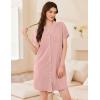 image:imageEkouaer Womens Cotton Nightgowns Button Down Sleep Shirts Soft Night Shirts Night DressPink