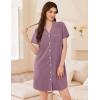 image:imageEkouaer Womens Cotton Nightgowns Button Down Sleep Shirts Soft Night Shirts Night DressPurple