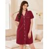 image:imageEkouaer Womens Cotton Nightgowns Button Down Sleep Shirts Soft Night Shirts Night DressRed