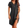 image:imageEkouaer Womens Nightgown Short Flare Sleeve Sleepshirt VNeck Sleepwear Soft Nightshirt Pajama Dress SXXLBlack