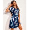 image:imageEkouaer Womens Nightgown Short Flare Sleeve Sleepshirt VNeck Sleepwear Soft Nightshirt Pajama Dress SXXLLeaf Print