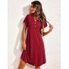 image:imageEkouaer Womens Nightgown Short Flare Sleeve Sleepshirt VNeck Sleepwear Soft Nightshirt Pajama Dress SXXLWine Red