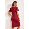 image:imageEkouaer Womens Nightgown Short Flare Sleeve Sleepshirt VNeck Sleepwear Soft Nightshirt Pajama Dress SXXLWine Red