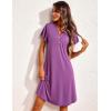 image:imageEkouaer Womens Nightgown Short Flare Sleeve Sleepshirt VNeck Sleepwear Soft Nightshirt Pajama Dress SXXLWineberry