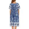 image:imageEkouaer Womens Nightgown Short Sleeve House Dress with PocketsFloral Print Mumu DressBlue Bohemian Flowers