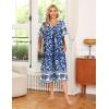 image:imageEkouaer Womens Nightgown Short Sleeve House Dress with PocketsFloral Print Mumu DressBlue Bohemian Flowers