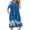 image:imageEkouaer Womens Nightgown Short Sleeve House Dress with PocketsFloral Print Mumu DressBlue Flower