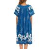 image:imageEkouaer Womens Nightgown Short Sleeve House Dress with PocketsFloral Print Mumu DressBlue Flower