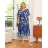 image:imageEkouaer Womens Nightgown Short Sleeve House Dress with PocketsFloral Print Mumu DressEvening Blue Vines