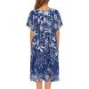 image:imageEkouaer Womens Nightgown Short Sleeve House Dress with PocketsFloral Print Mumu DressEvening Blue Vines
