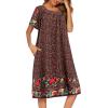 image:imageEkouaer Womens Nightgown Short Sleeve House Dress with PocketsFloral Print Mumu DressFloral Black