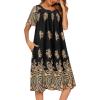 image:imageEkouaer Womens Nightgown Short Sleeve House Dress with PocketsFloral Print Mumu DressFloral Black Gold