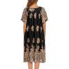 image:imageEkouaer Womens Nightgown Short Sleeve House Dress with PocketsFloral Print Mumu DressFloral Black Gold