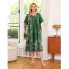image:imageEkouaer Womens Nightgown Short Sleeve House Dress with PocketsFloral Print Mumu DressFloral Green